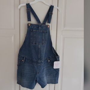 Isabel Maternity Cutoff Shorts Overalls Shortalls - Maternity Size 8 - NEW